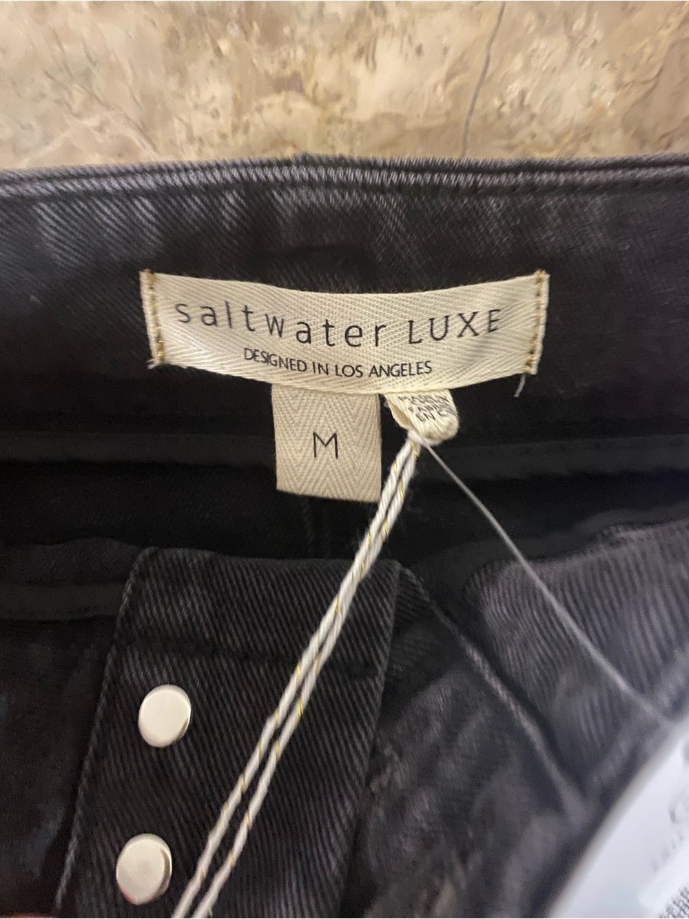 saltwater LUXE Black Button-Front Denim Mini Skirt - Picture 3 of 8